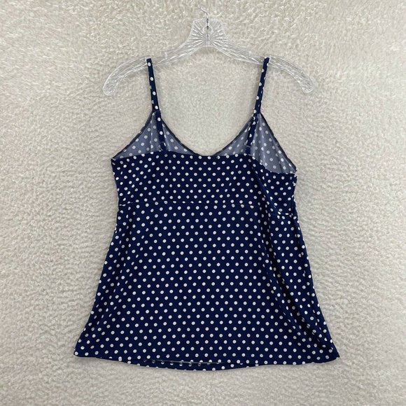 Rene Rofe Navy Blue White Polka Dot Slinky Stretch Lingerie Cami Womens L XL - Picture 2 of 8